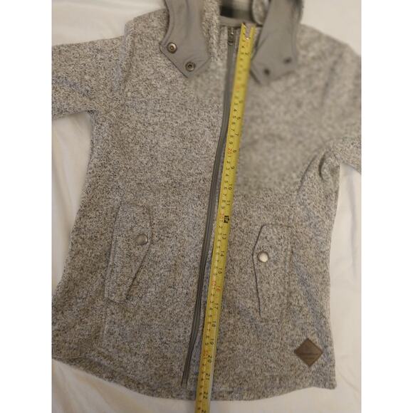 Eddie Bauer Women’s XS Gray Fleece Knit Hooded Jacket Quilted Sleeves & Full Zip - Picture 5 of 15
